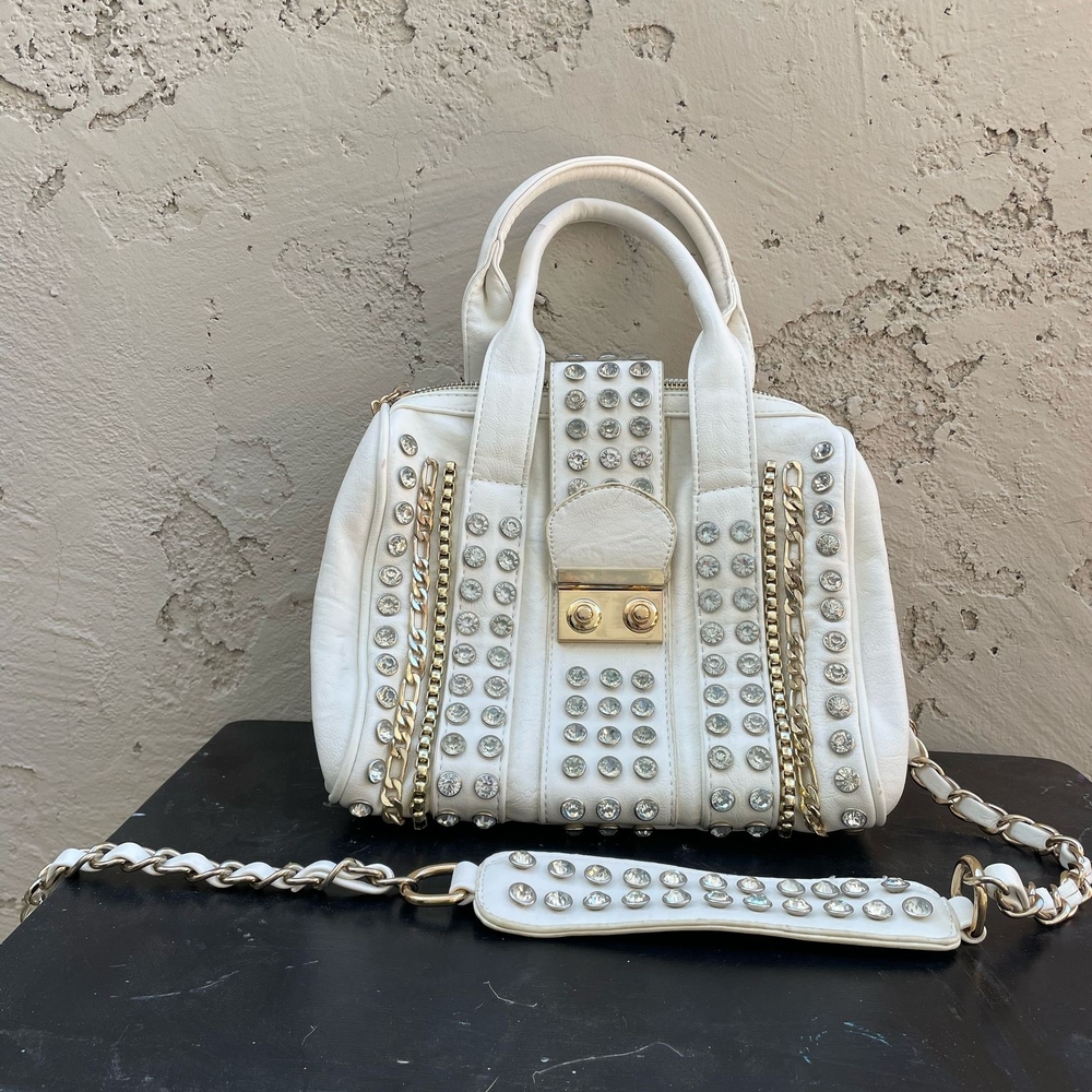 MMS White Studded Handbag